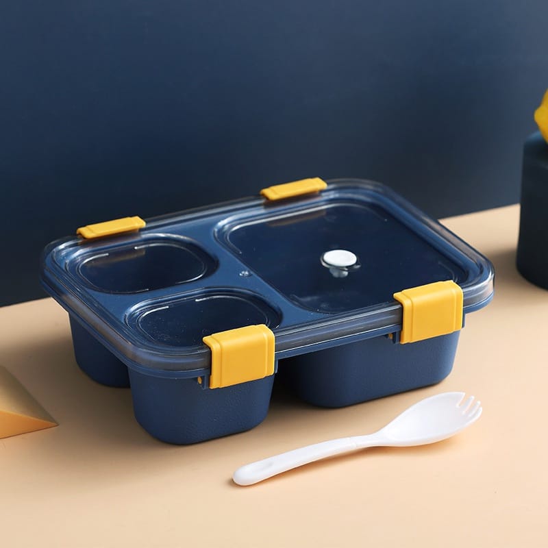 Lunch Box / Kotak Makan Bento 3 Sekat 850ml (Free Sendok)