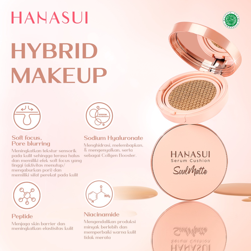 Hanasui Serum Cushion SoulMatte 15gr - 110 Classy Ivory
