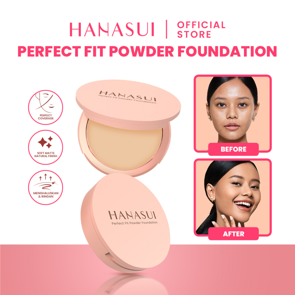 Hanasui Perfect Fit Powder Foundation 12.5gr (Compact) - 03 Medium