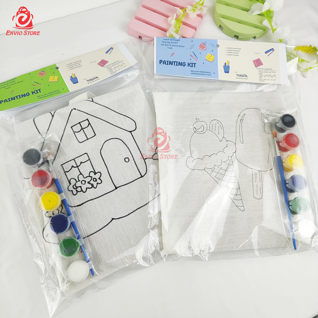 NIKNOK Painting Kit + Tas Kanvas Size M Ukuran 27 x 34 cm