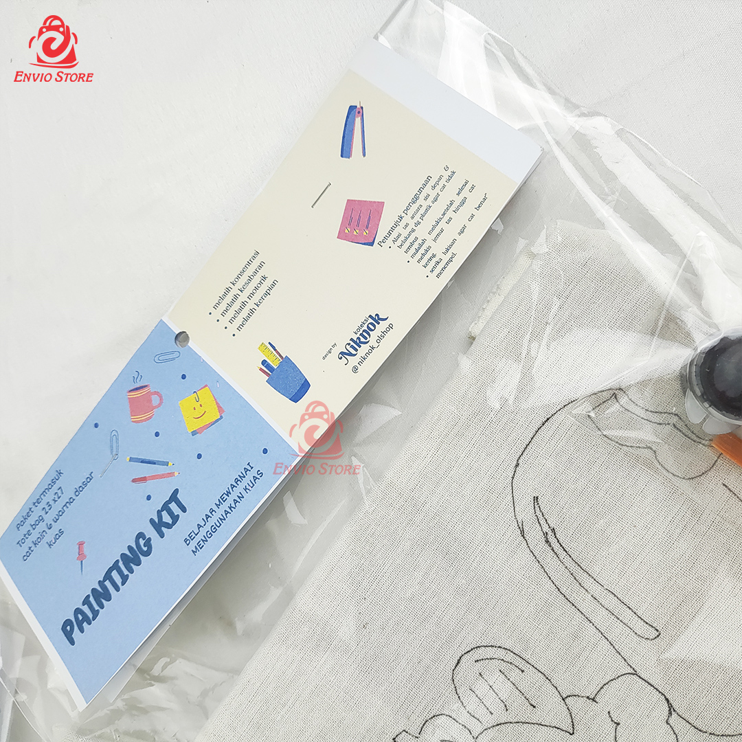 NIKNOK Painting Kit + Tas Kanvas Size M Ukuran 27 x 34 cm