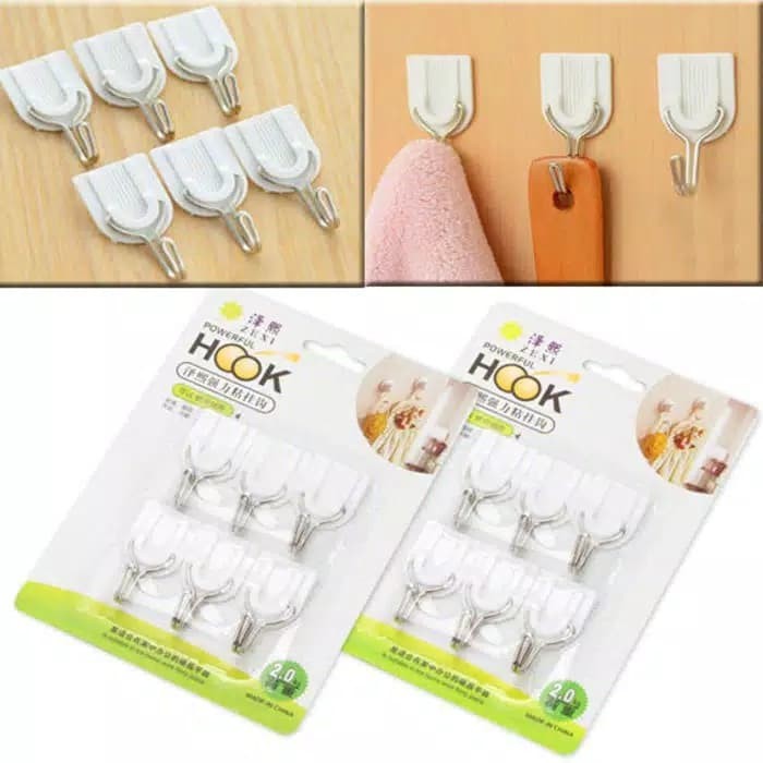 (6pcs) Sticky Hooks Set - Gantungan Hook
