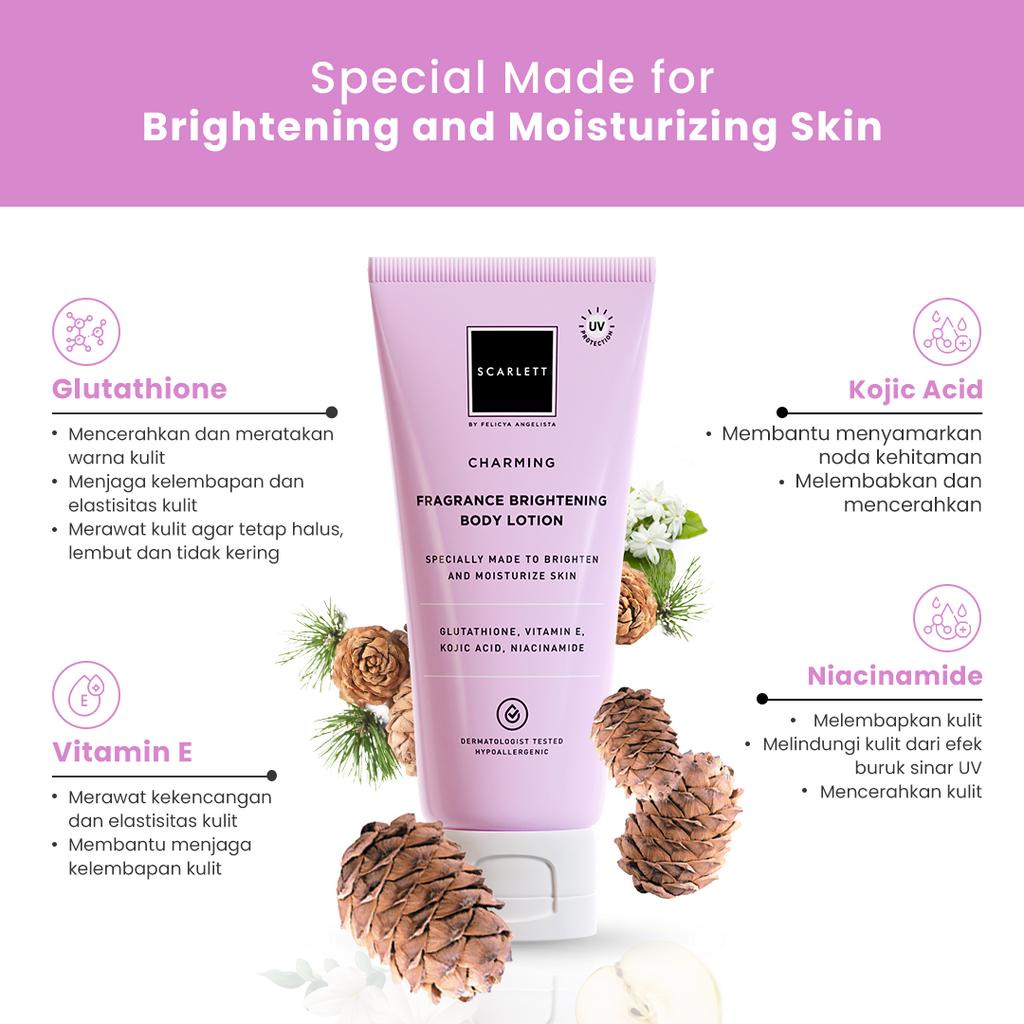 SCARLETT Fragrance Brightening Body Lotion Charming 180ml (Tube)