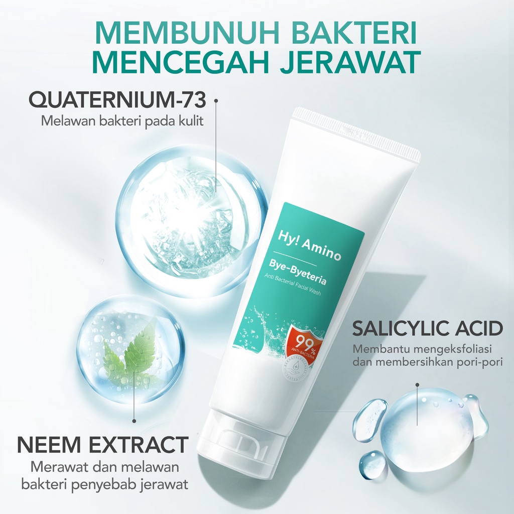YOU Hy! Amino Bye-Byeteria Anti Bacterial Facial Wash 50gr (Tosca)