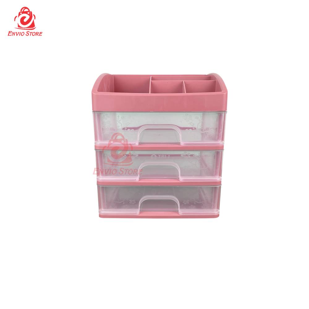 TRI J - (3 Susun) Laci Kosmetik Plastik 3 Susun - Rak Kosmetik Makeup Organizer