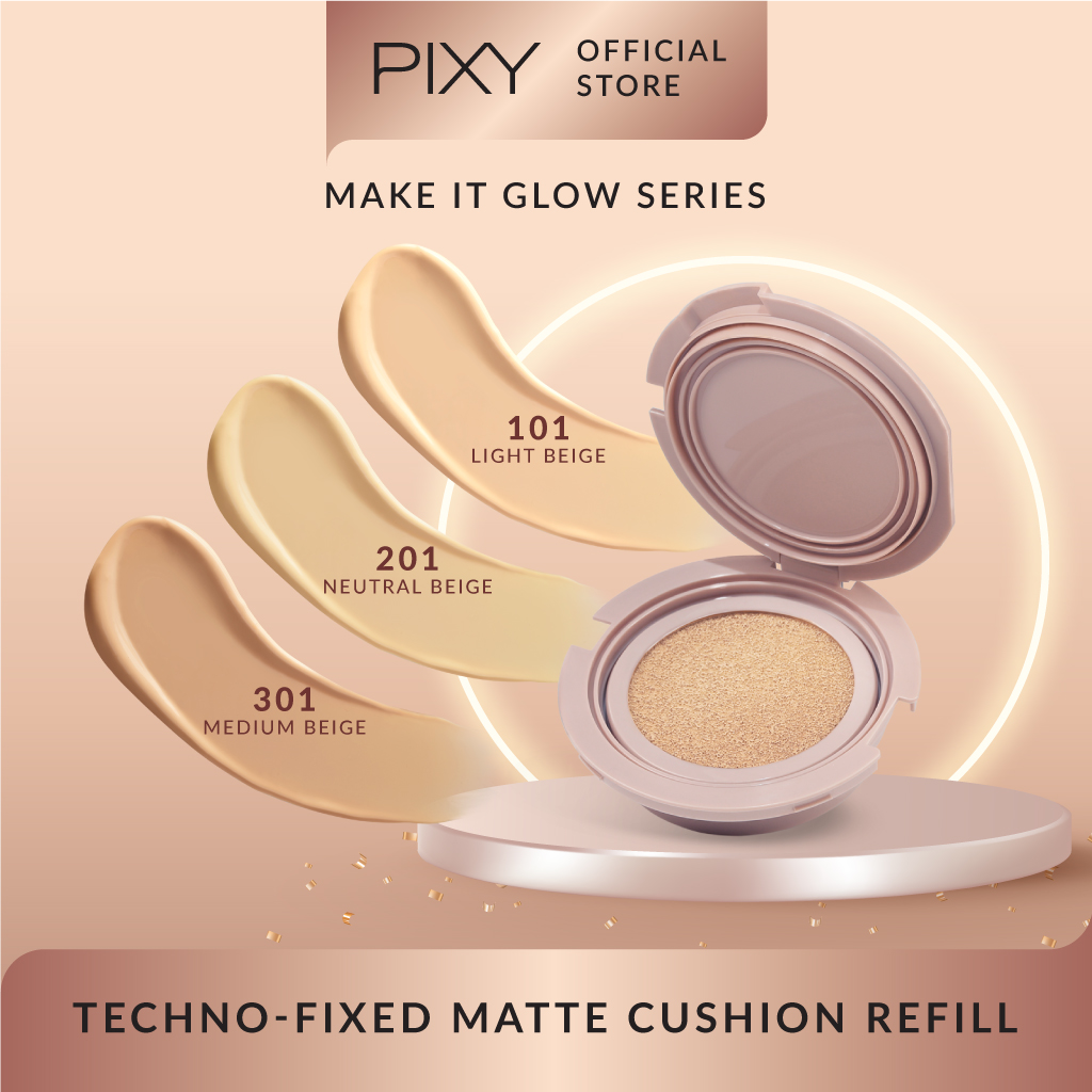 Pixy Make It Glow Techno - Fixed Matte Cushion REFILL 101 Light Beige
