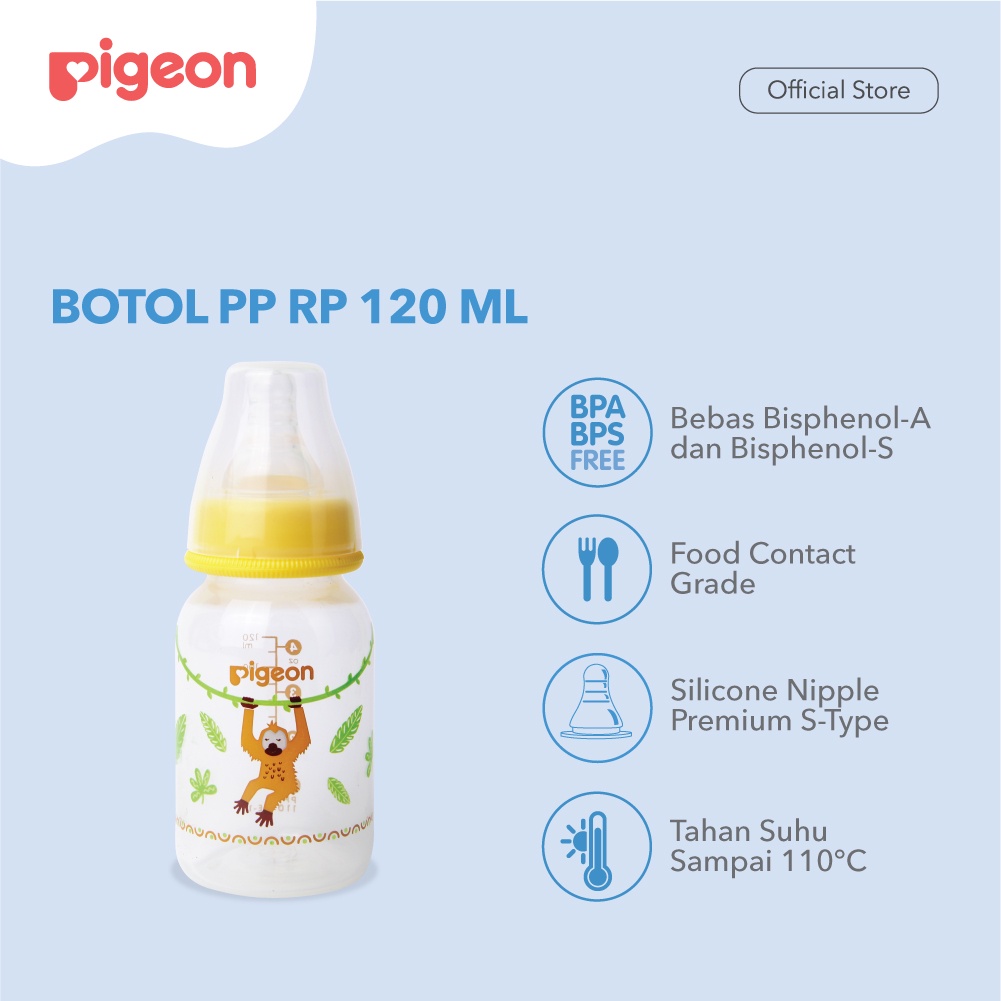 Pigeon Baby Bottle - W/S Type Silicone Nipple 120ml Orang Utan (Umur 0+ Bulan) Botol Susu Bayi