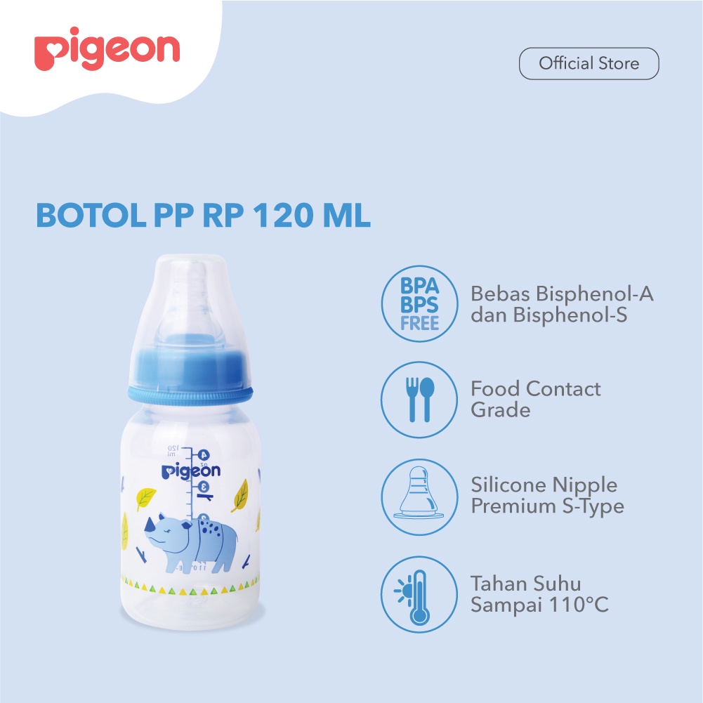 Pigeon Baby Bottle - W/S Type Silicone Nipple 120ml Badak (Umur 0+ Bulan) Botol Susu Bayi