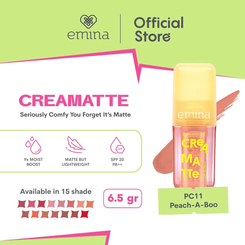Emina Creamatte With Jojoba Booster SPF 20 PA++ 4gr - PC11 Peach-A-Boo