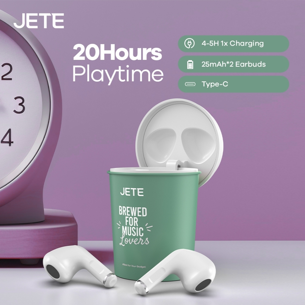 JETE Handsfree Bluetooth TWS FS2 Green - Brewed For Music Lovers 300mAh