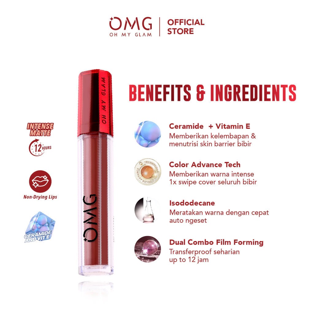 Oh My Glam Mattelast Lip Cream - 19 Spiced 2.9g (OMG)