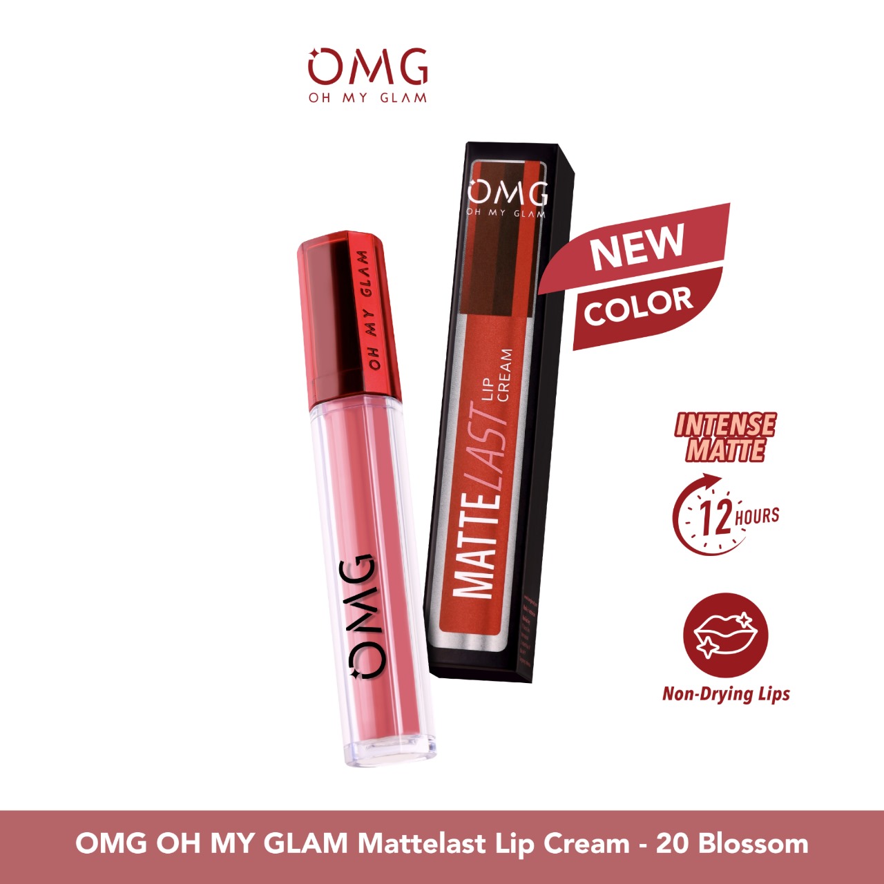 Oh My Glam Mattelast Lip Cream - 20 Blossom 2.9g (OMG) Oh My Glam Mattelast Lip Cream - 20 Blossom 2.9g (OMG)