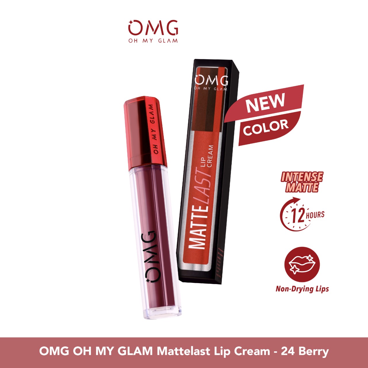 Oh My Glam Mattelast Lip Cream - 24 Berry 2.9g (OMG)