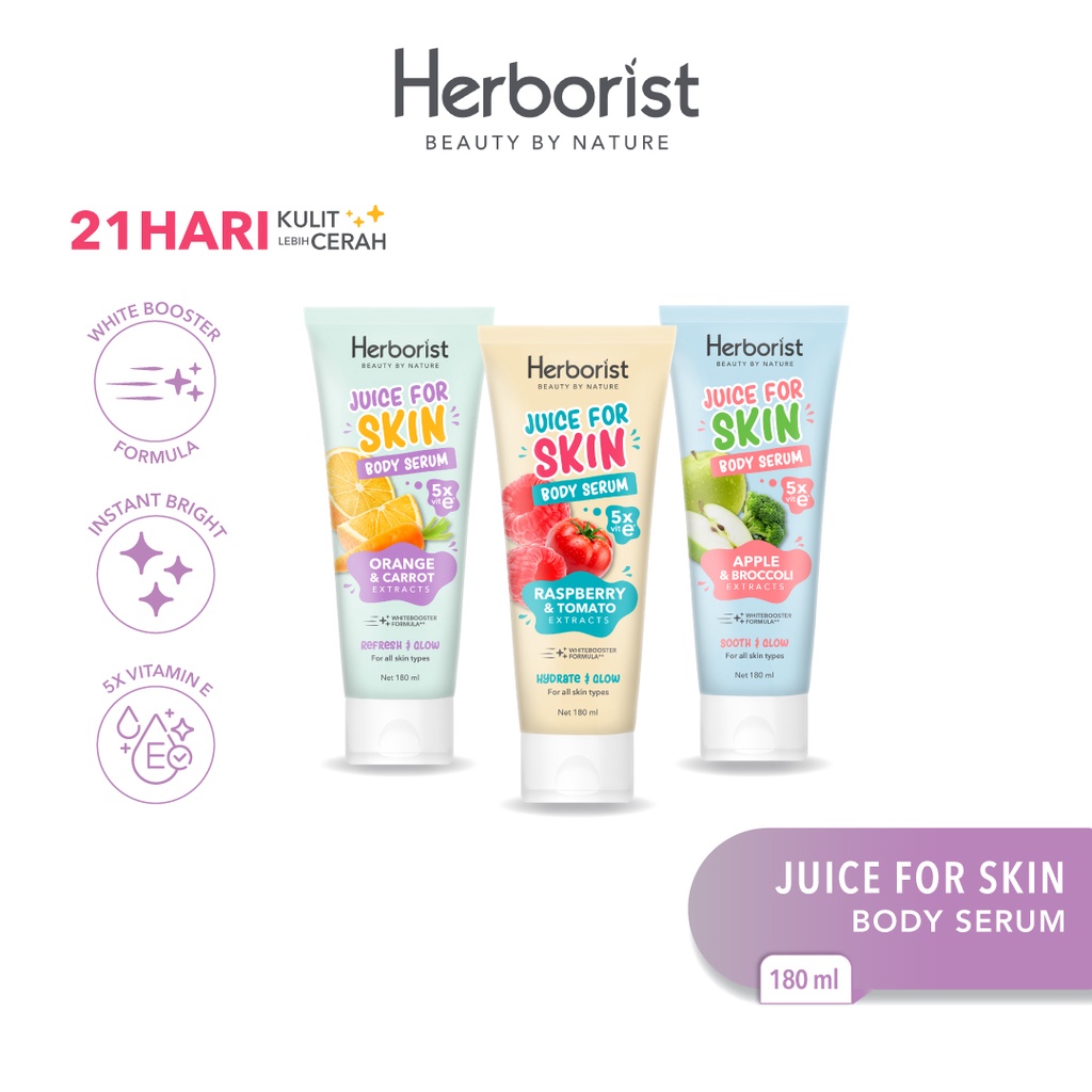 Herborist Juice For Skin Body Serum 180ml - Raspberry & Tomato (Hydrate & Glow)