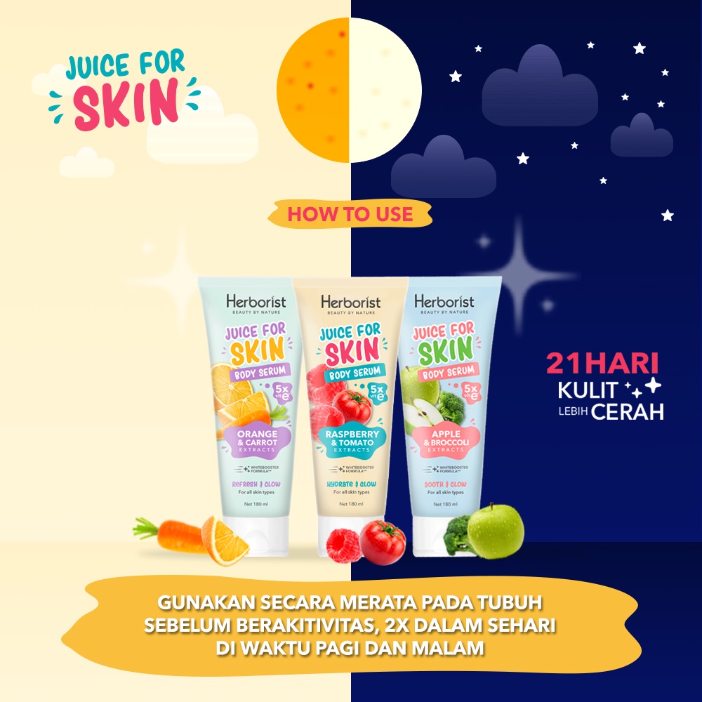 Herborist Juice For Skin Body Serum 180ml - Apple & Broccoli (Sooth & Glow)