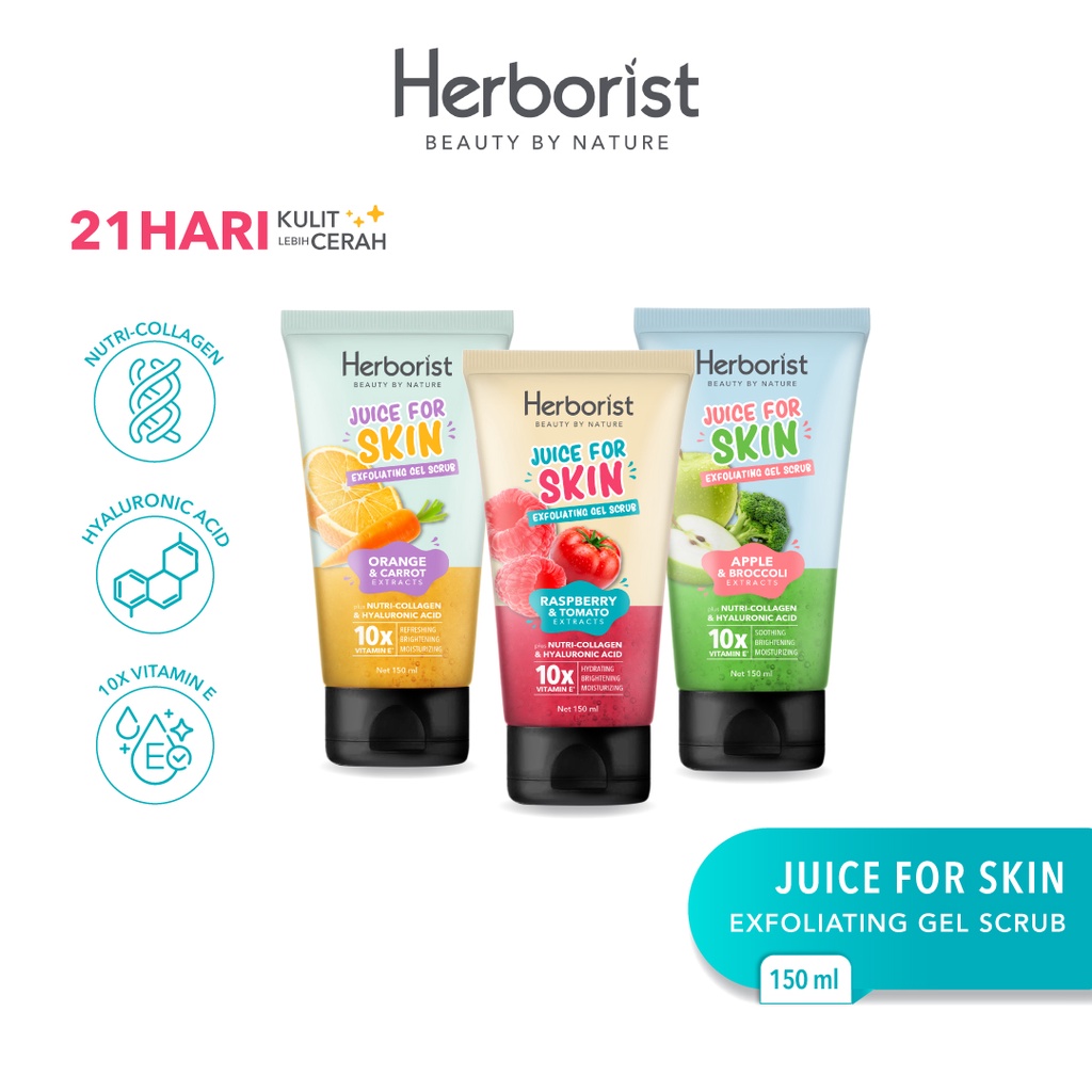 Herborist Juice For Skin Exfoliating Gel Scrub 150ml - Raspberry & Tomato