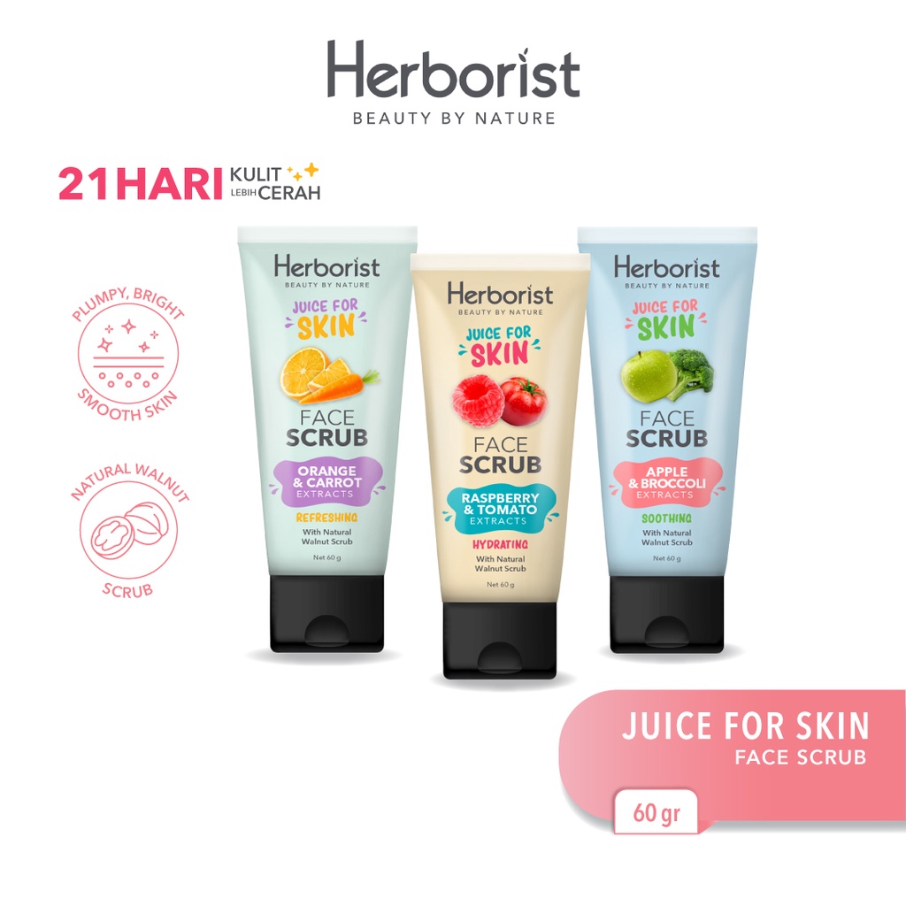 Herborist Juice For Skin Face Scrub 60gr - Apple & Broccoli (Soothing)