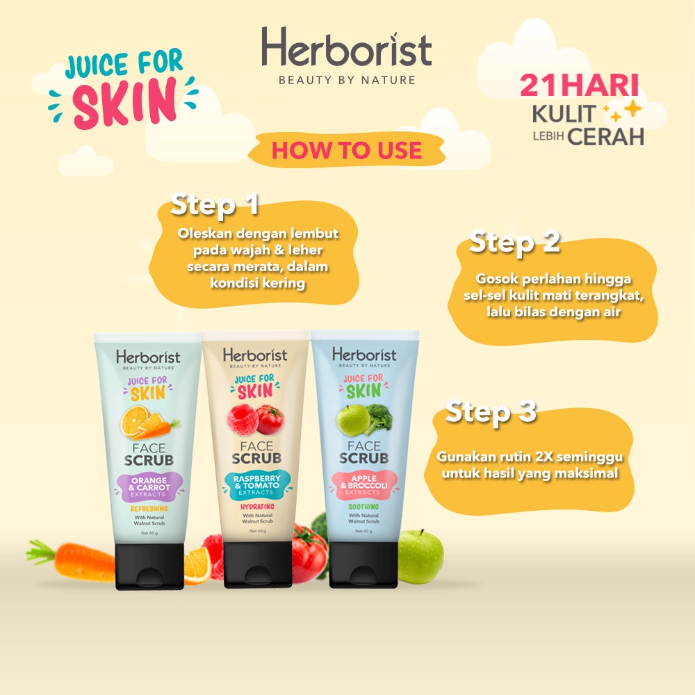 Herborist Juice For Skin Face Scrub 60gr - Apple & Broccoli (Soothing)