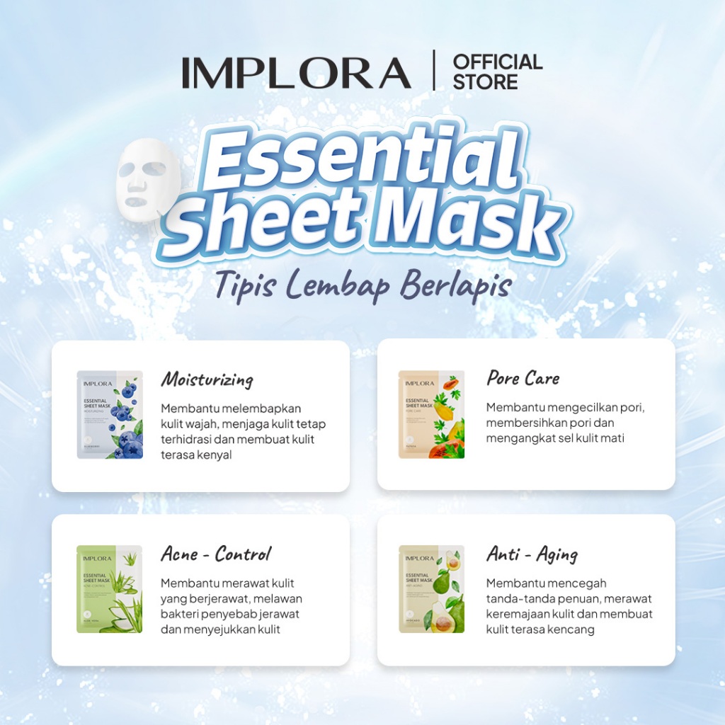 Implora Essential Sheet Mask 25gr - Aloe Vera (Acne Control)