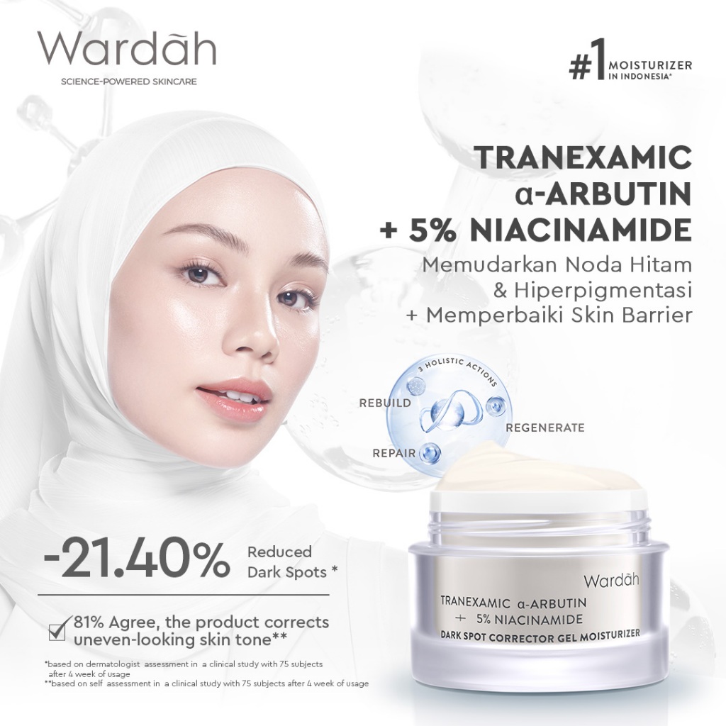 Wardah Gel Moisturizer 30gr - Tranexamic Arbutin + 5% Niacinamide (Putih)