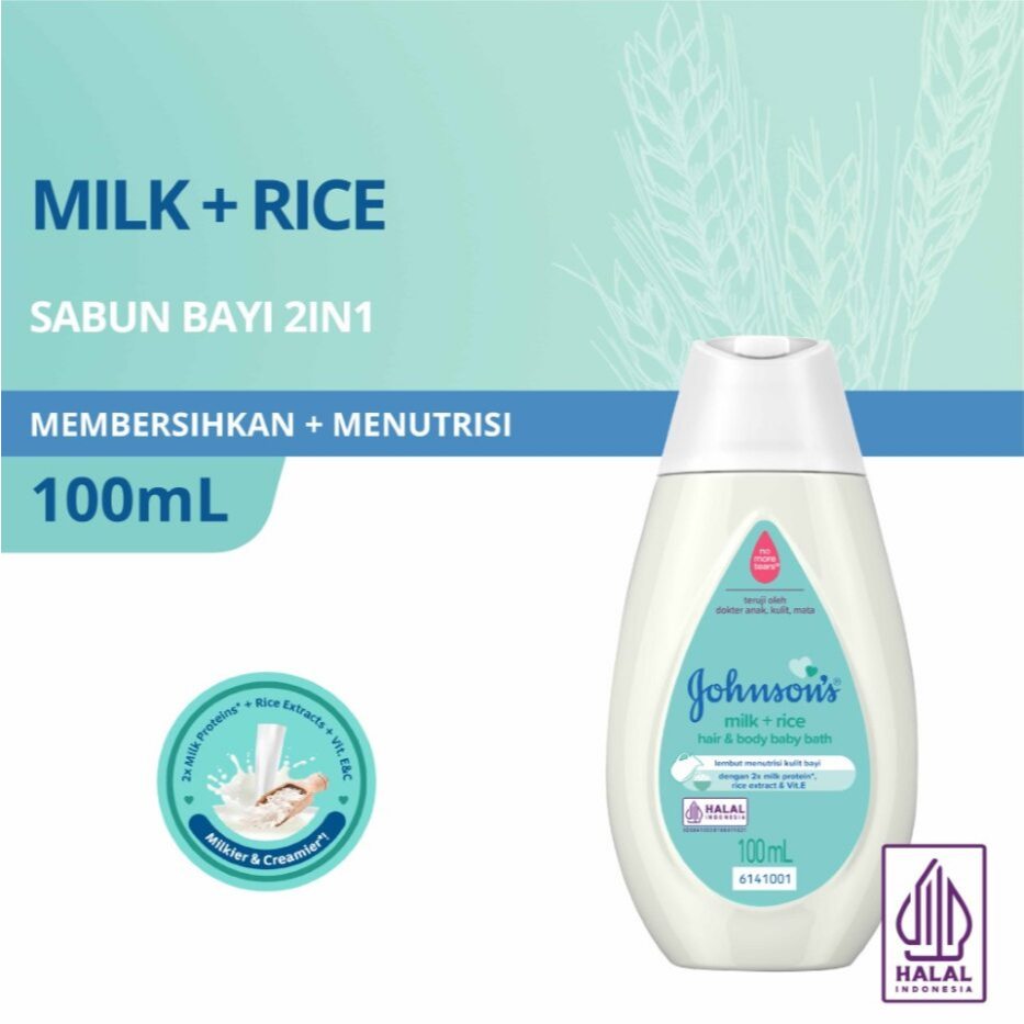 Johnsons Baby Hair & Body Baby Bath - Milk Rice 100ml Johnsons Baby Hair & Body Baby Bath - Milk Rice 100ml