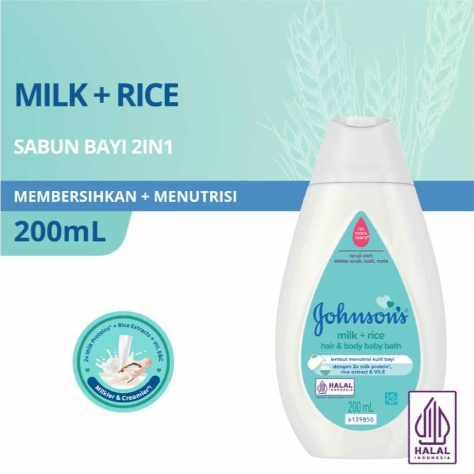 Johnsons Baby Hair & Body Baby Bath - Milk Rice 200ml Johnsons Baby Hair & Body Baby Bath - Milk Rice 200ml