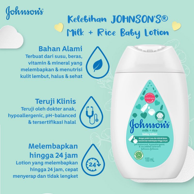 Johnsons Baby Lotion 100ml - Milk Rice