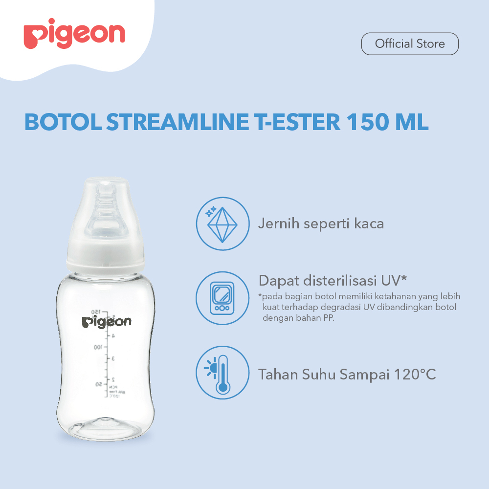 Pigeon Baby Bottle - T-Ester Streamline W/S Type Silicone Nipple 150ml (Umur 0+ Bulan)