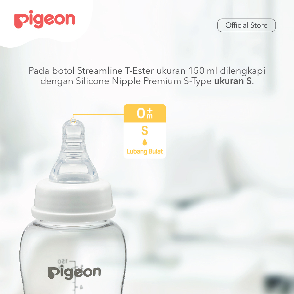 Pigeon Baby Bottle - T-Ester Streamline W/S Type Silicone Nipple 150ml (Umur 0+ Bulan)