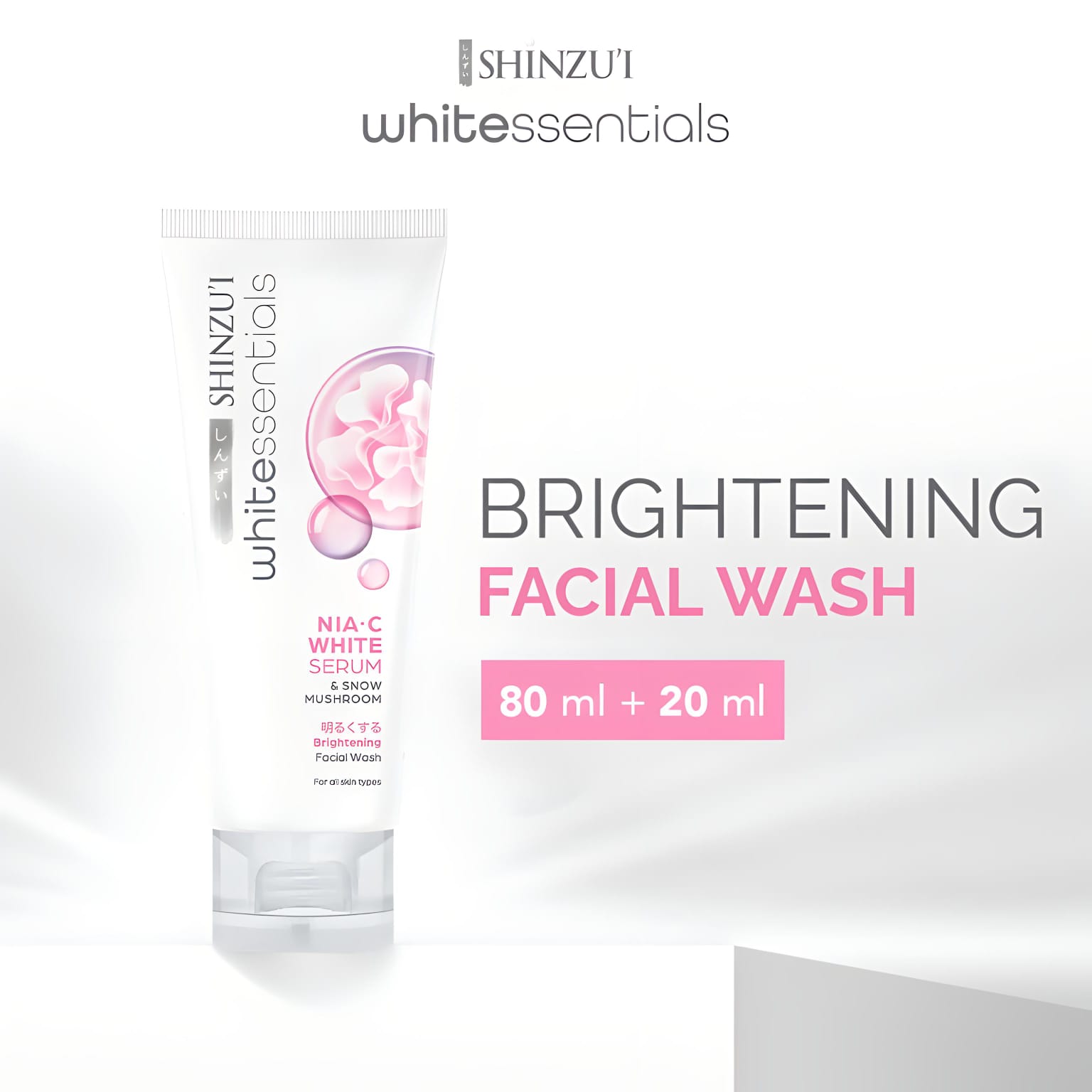 Shinzui Whitessentials Brightening Facial Wash Snow Mushroom 100ml (80+20)