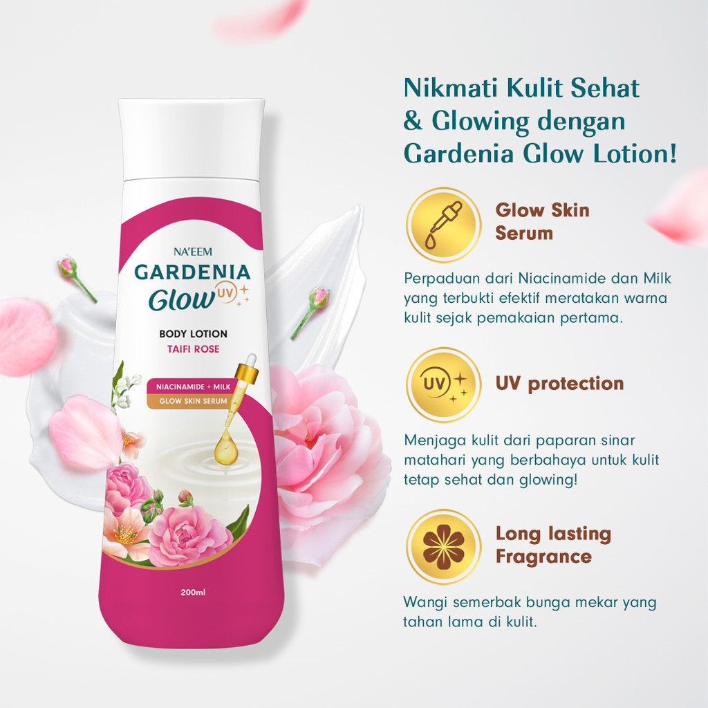 Gardenia Glow by Na'eem UV Body Lotion 200ml - Taifi Rose
