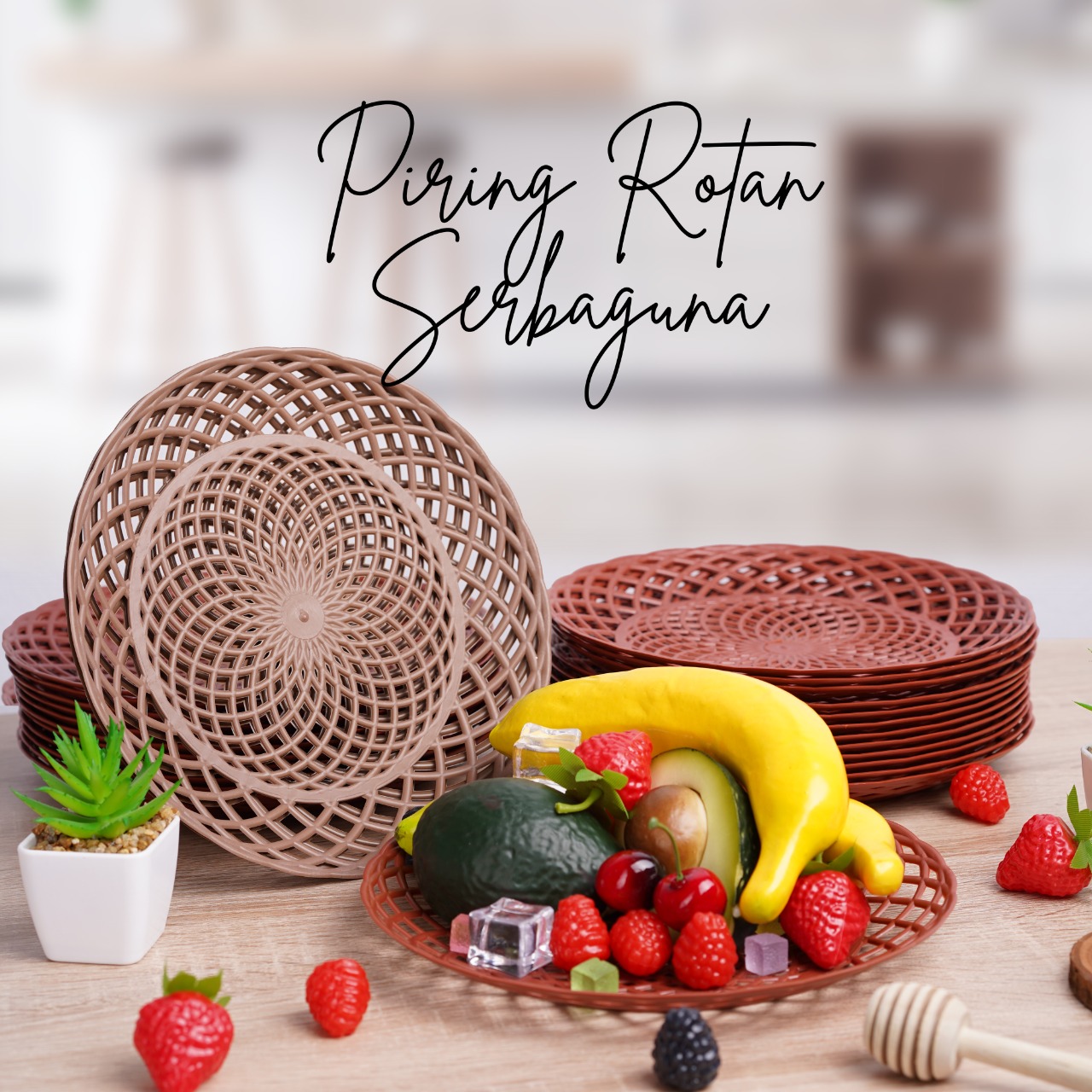 Piring Plastik Motif Rotan