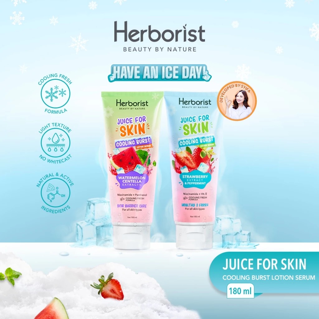 Herborist Juice For Skin Cooling Burst Lotion Serum 180ml - Strawberry & Peppermint (Healthy & Fresh)
