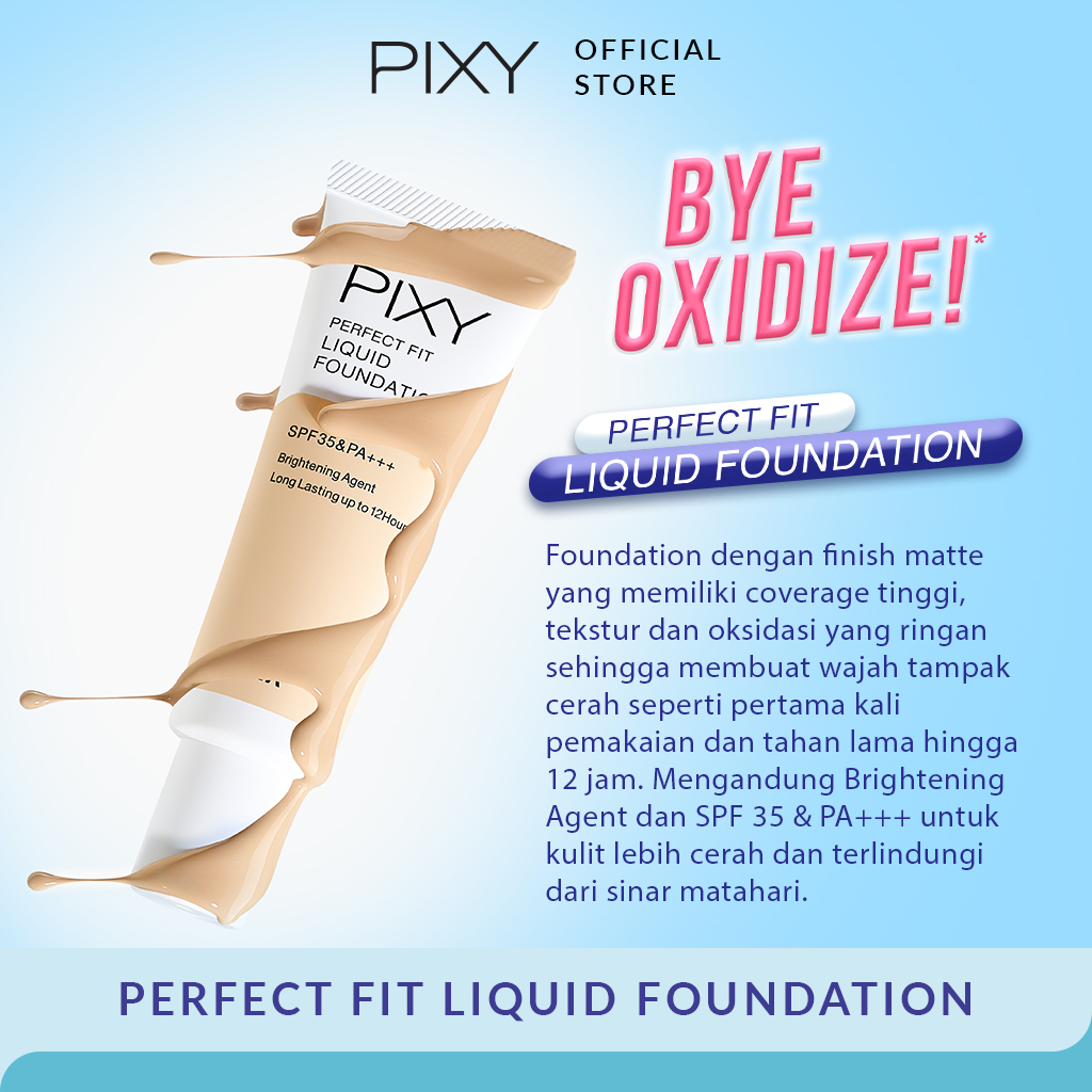Pixy (Buy1 Free1) Perfect Fit Liquid Foundation 03 Natural White + Two Way Cake Refill 05 Natural White