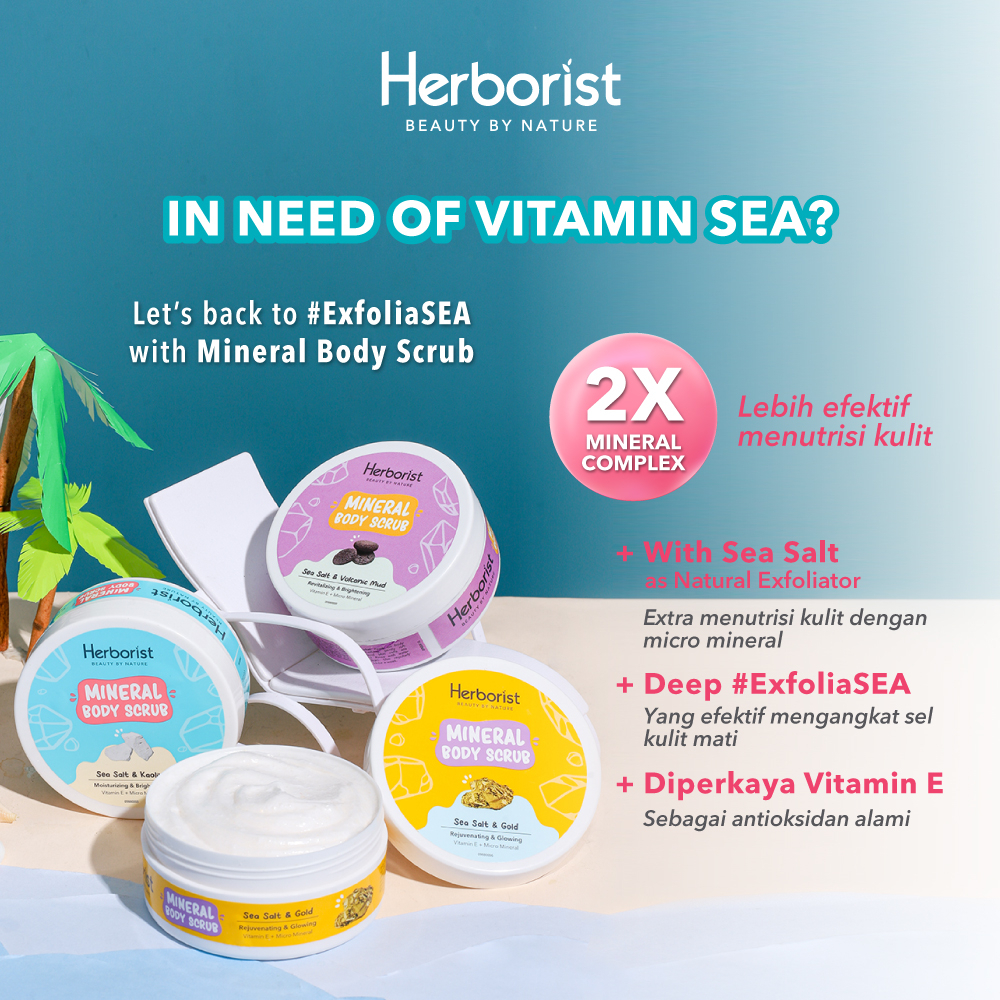 Herborist Mineral Body Scrub 200gr - Sea Salt & Gold (Rejuvenating & Glowing)