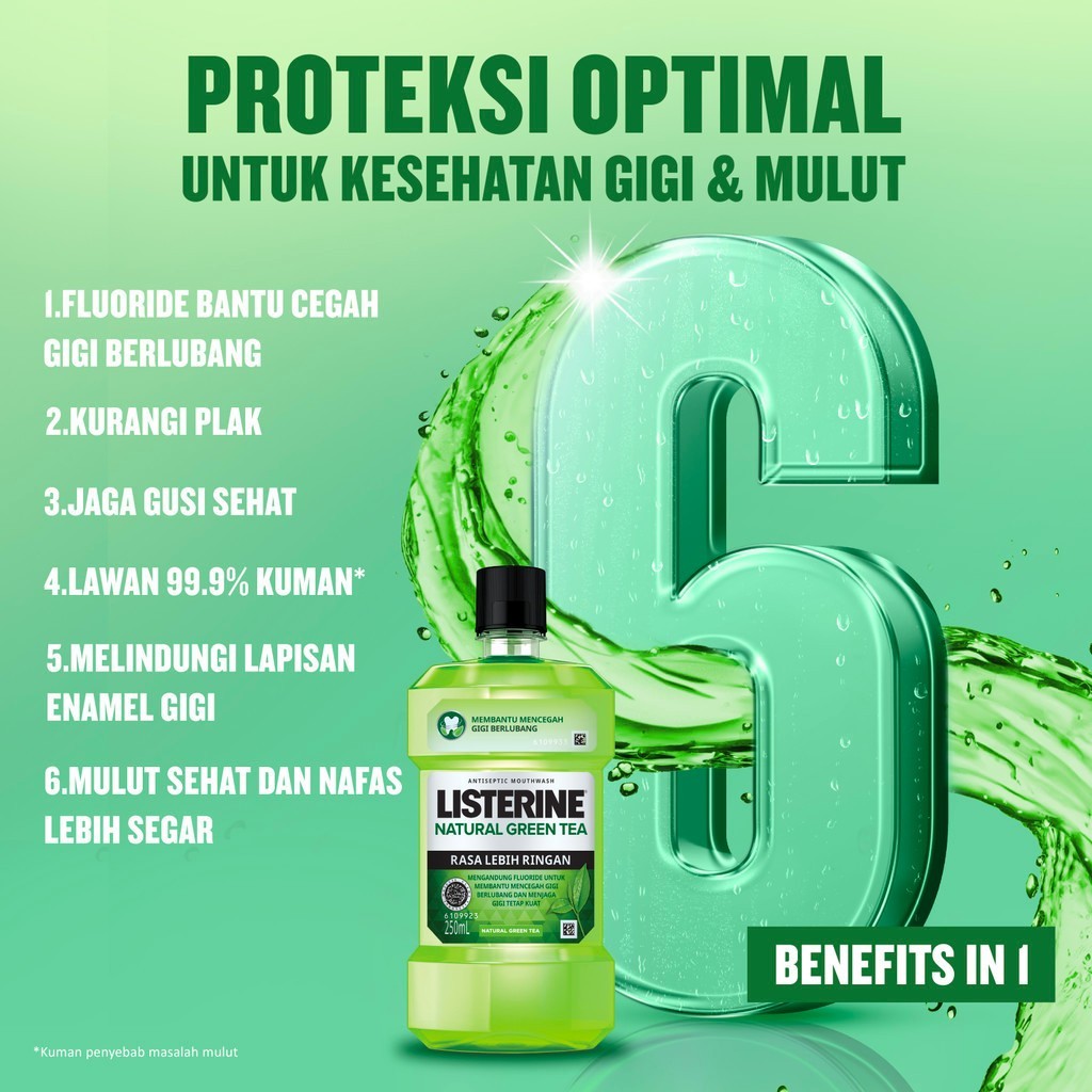Listerine Antiseptic Mouthwash - Multi Protect Green Tea 500ml