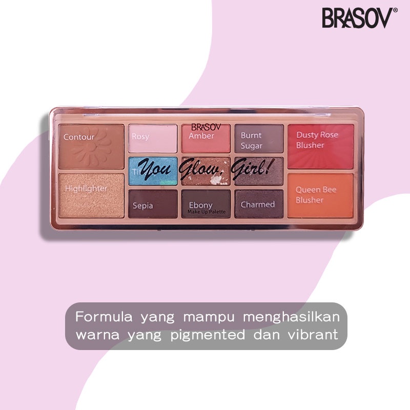 Brasov Makeup Pallete Eyeshadow Blush On - 01 You Glow, Girl!