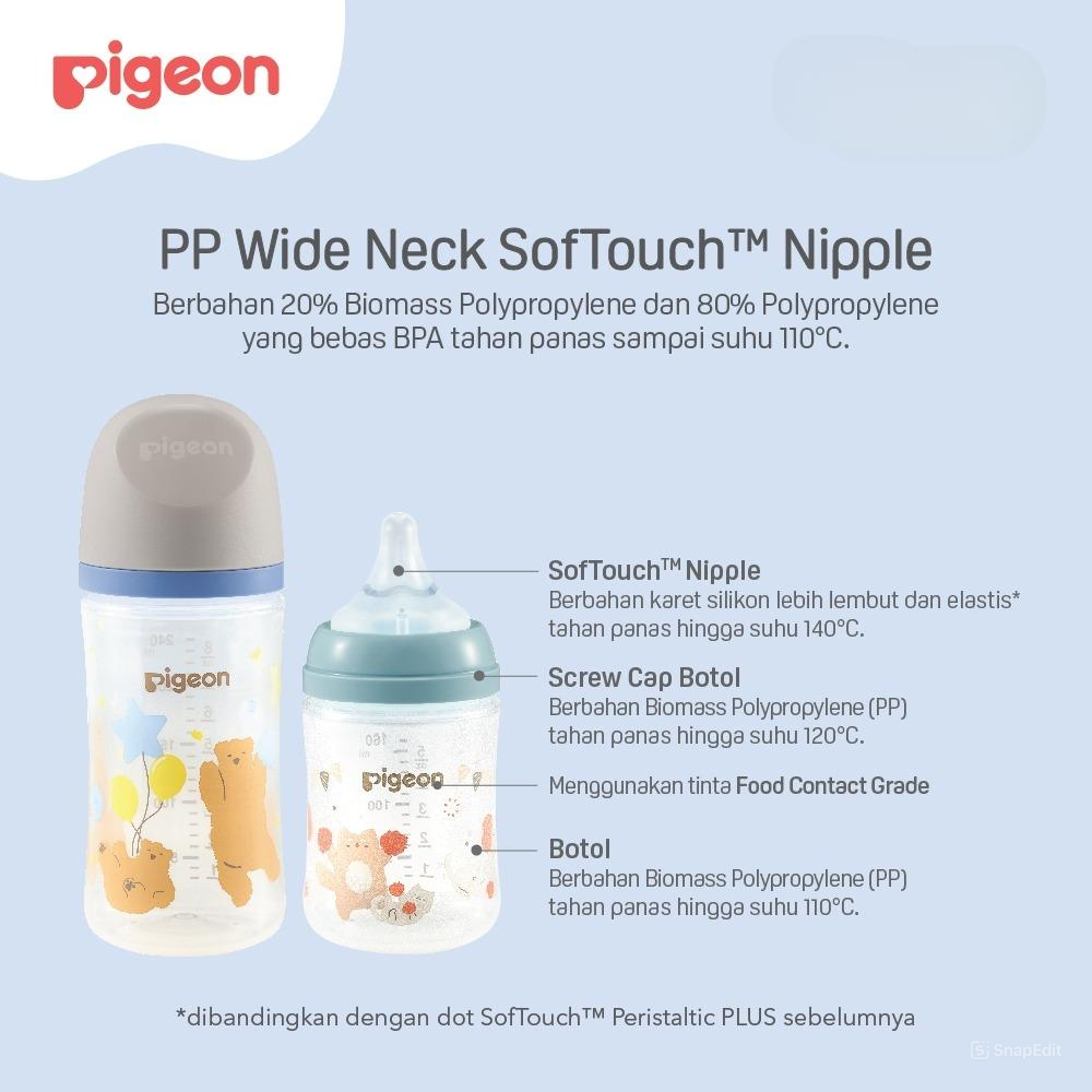 Pigeon Baby Bottle - PP Wide Neck SofTouch Nipple 160ml Kelinci (Umur 0+ Bulan) Botol Susu Bayi