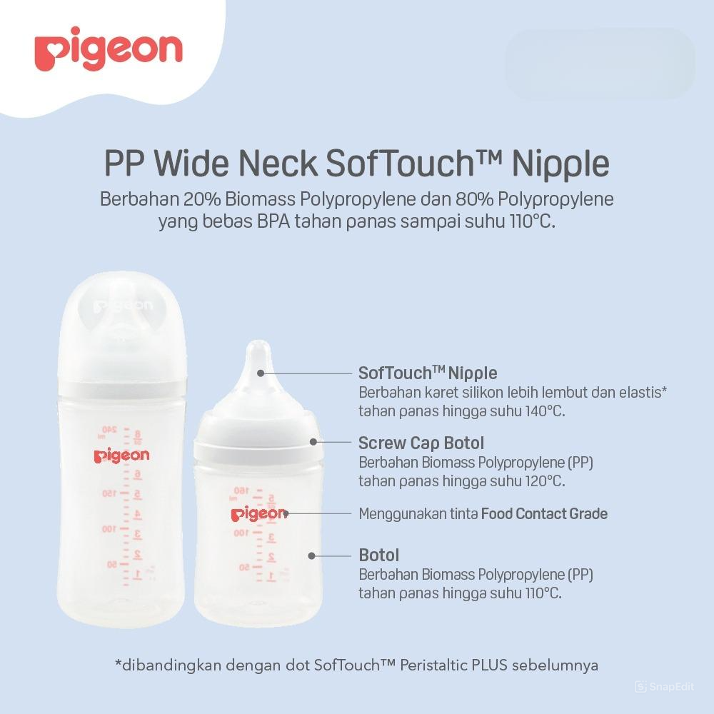Pigeon Baby Bottle - PP Wide Neck SofTouch Nipple 240ml Beruang (Umur 3+ Bulan) Botol Susu Bayi
