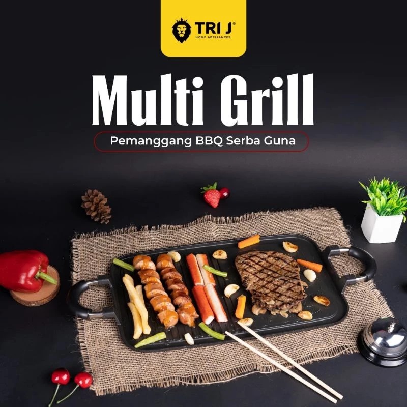TRI J - Multi Grill Long BBQ Pan (Alat Pemanggang Serbaguna)