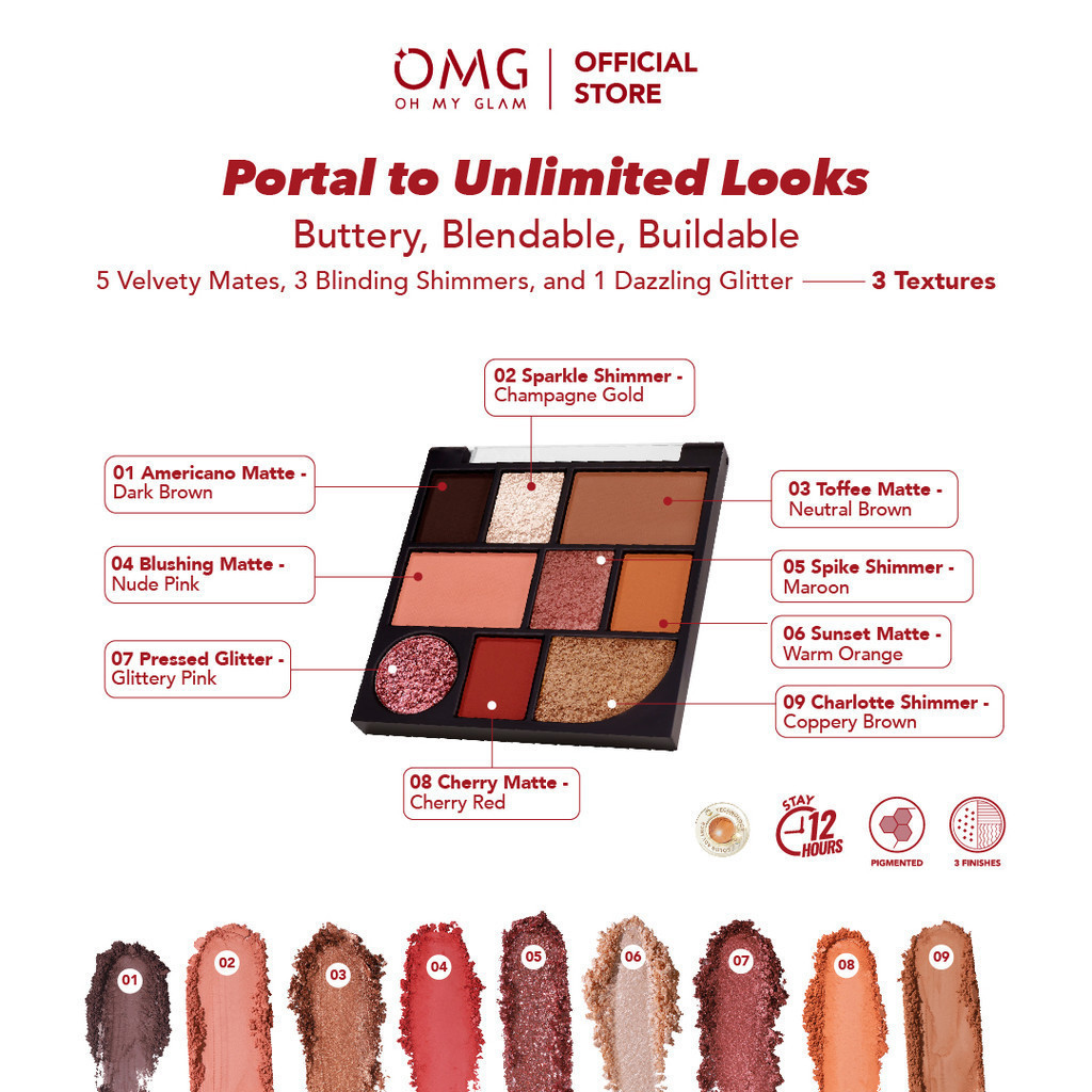 Oh My Glam Eye Studio Palette 8.5gr (Eyeshadow, Contour, Blush, Highlighter) (OMG)