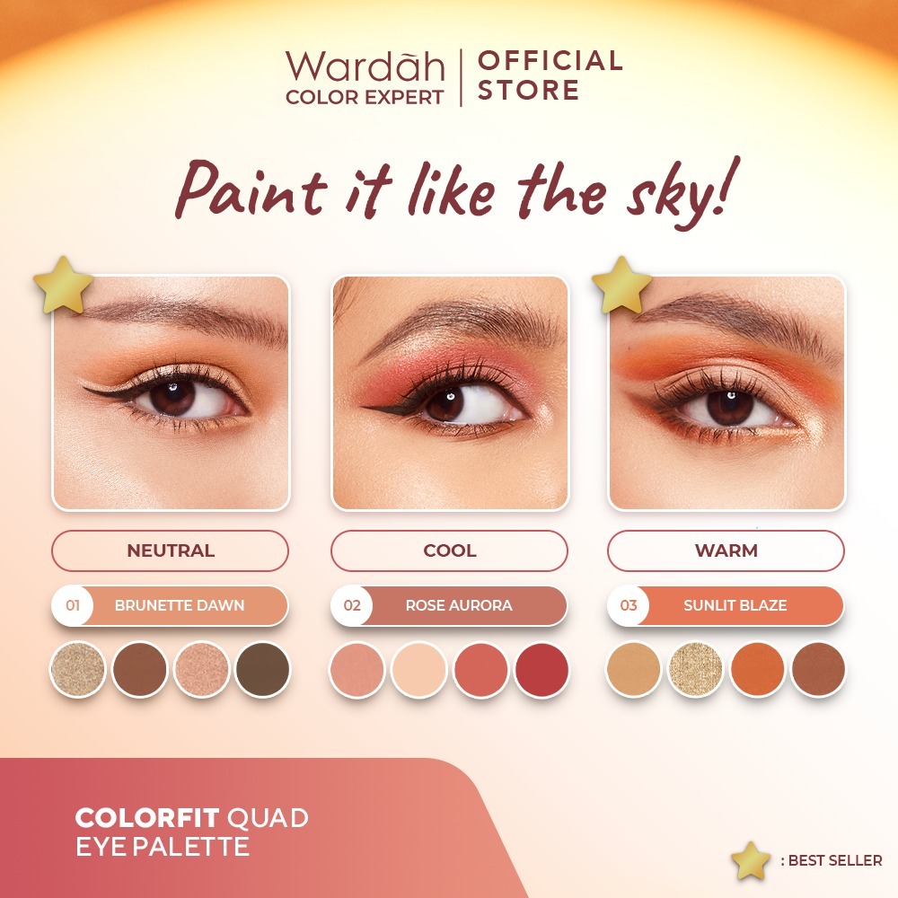 Wardah Colorfit Quad Eye Palette 6gr - 02 Rose Aurora
