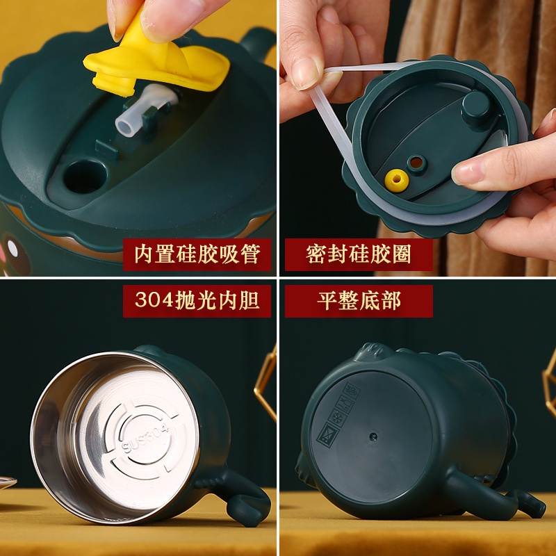 Mug Dino Cangkir Gelas Minum Anak + Sedotan 250ml