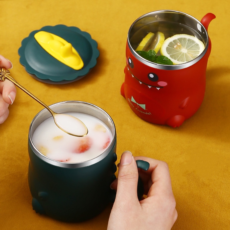 Mug Dino Cangkir Gelas Minum Anak + Sedotan 250ml