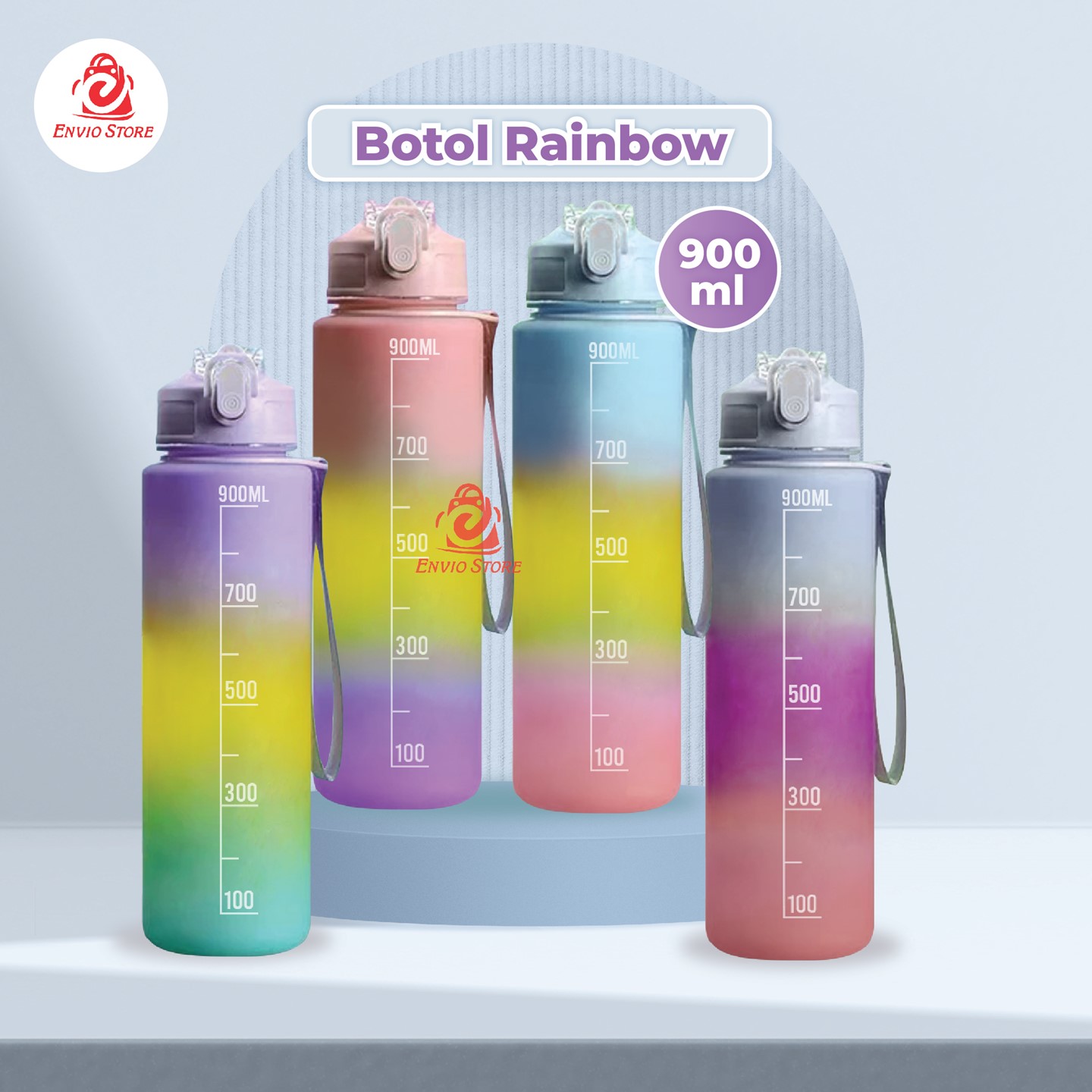 Botol Minum Rainbow 900ml (HX-4727) - Botol Minum Warna Lucu