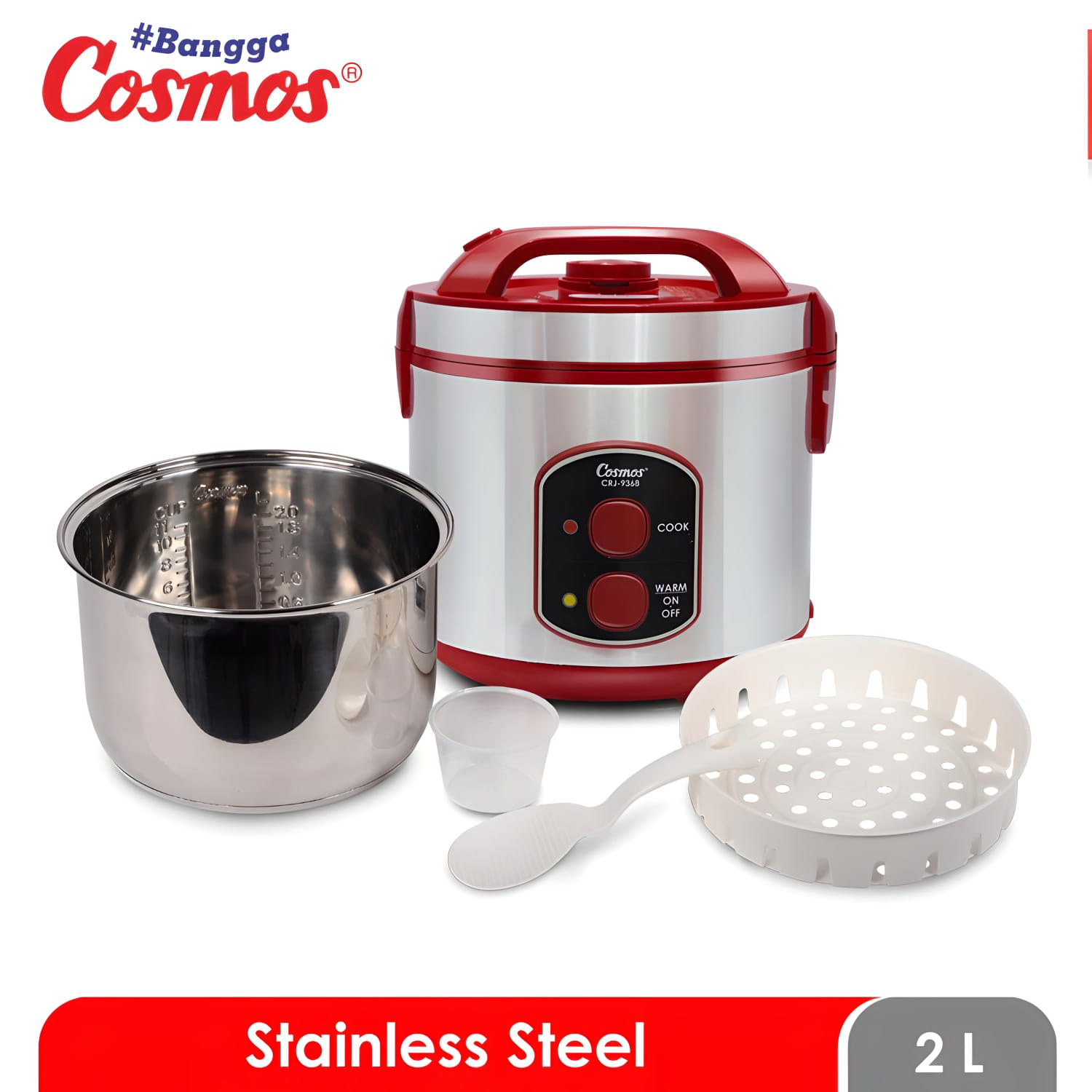 Cosmos Rice Cooker Stainless Steel CRJ-9368 - 2L 400W/220V Penanak Nasi Cosmos Rice Cooker Stainless Steel CRJ-9368 - 2L 400W/220V Penanak Nasi