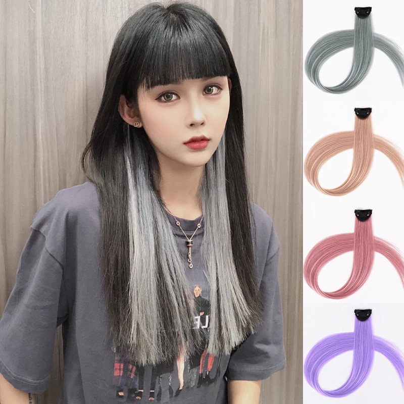 Wig Rambut Sambung Warna 55cm - Hairclip Rambut Palsu Extension