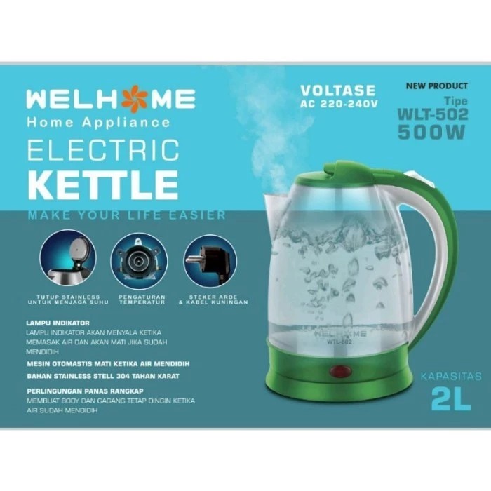 Welhome Electric Kettle WTL-502 2 Liter - Teko Elektrik