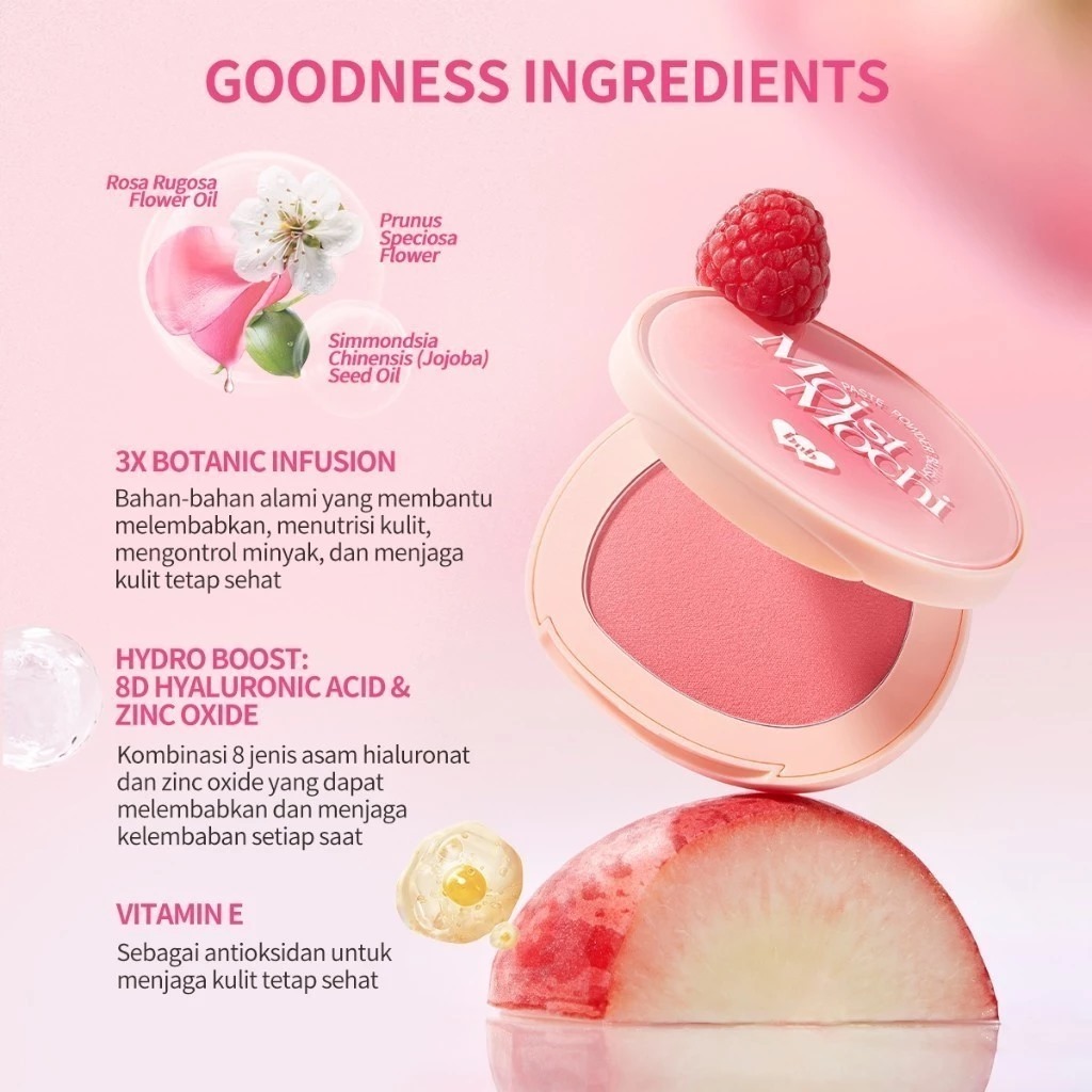 Barenbliss Moist Mochi Paste Powder Blush 4.5gr - 01 Berry Lava