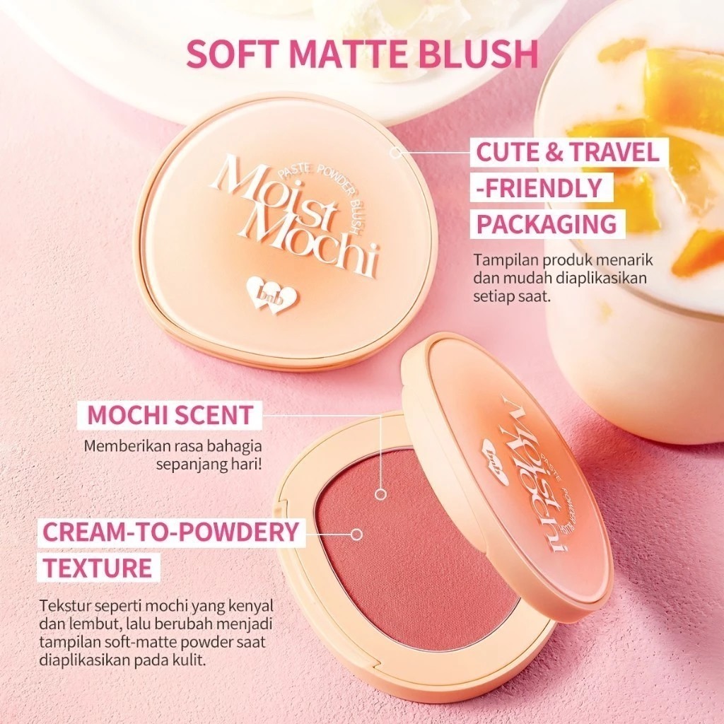Barenbliss Moist Mochi Paste Powder Blush 4.5gr - 01 Berry Lava